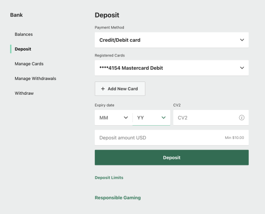 Bet365 Sportsbook deposit options